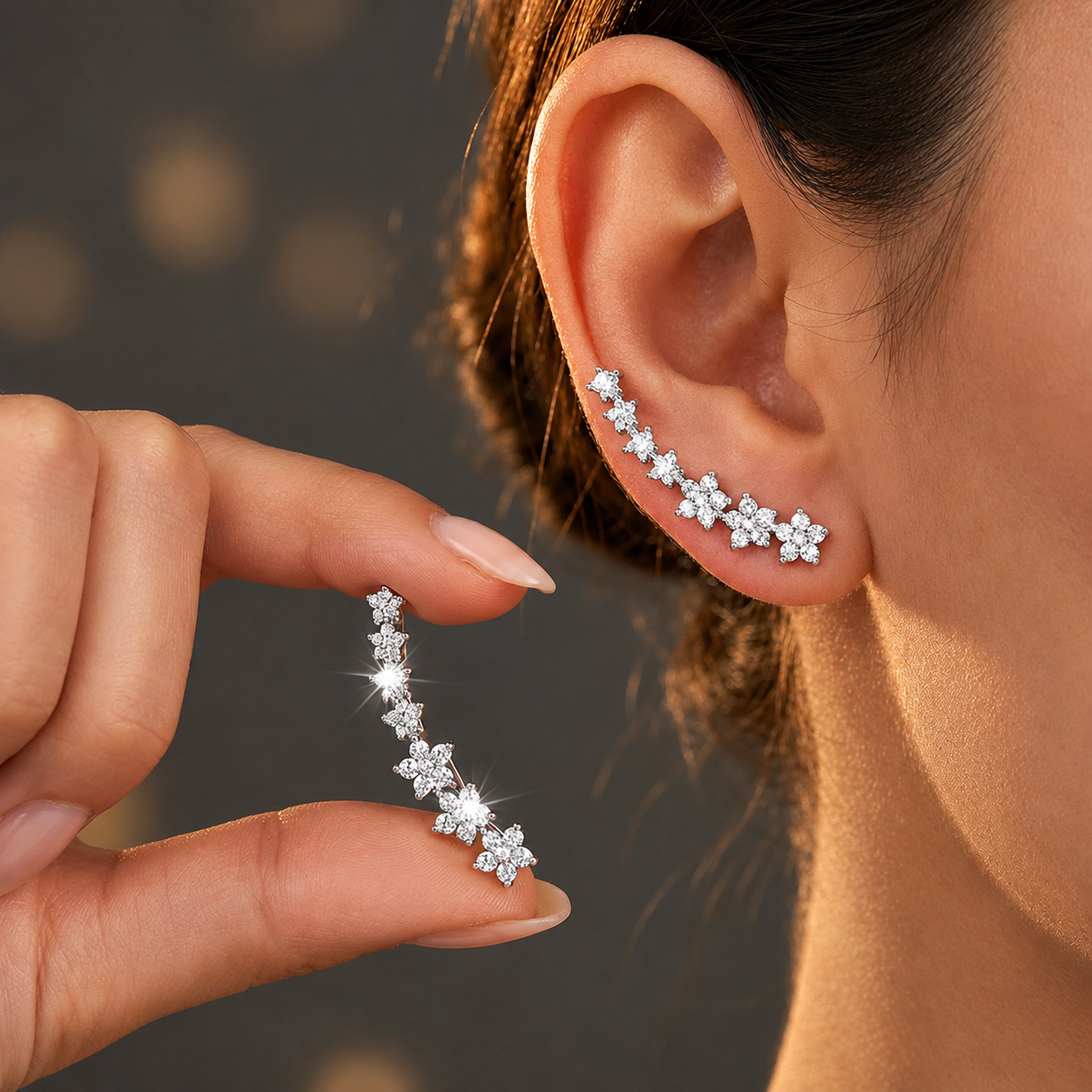 Boucles d'oreilles Éclosia Grimpante - Diamant Moissanite 💎