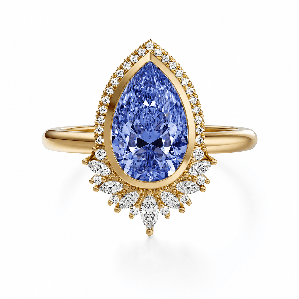 Bague Larme d'Océan - Diamant Moissanite Bleu💎