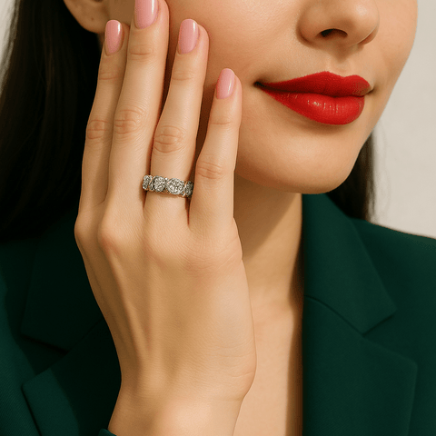 Bague cross d'éternité En Argent Sterling 925 - Diamant Moissanite 1 Carat 💎
