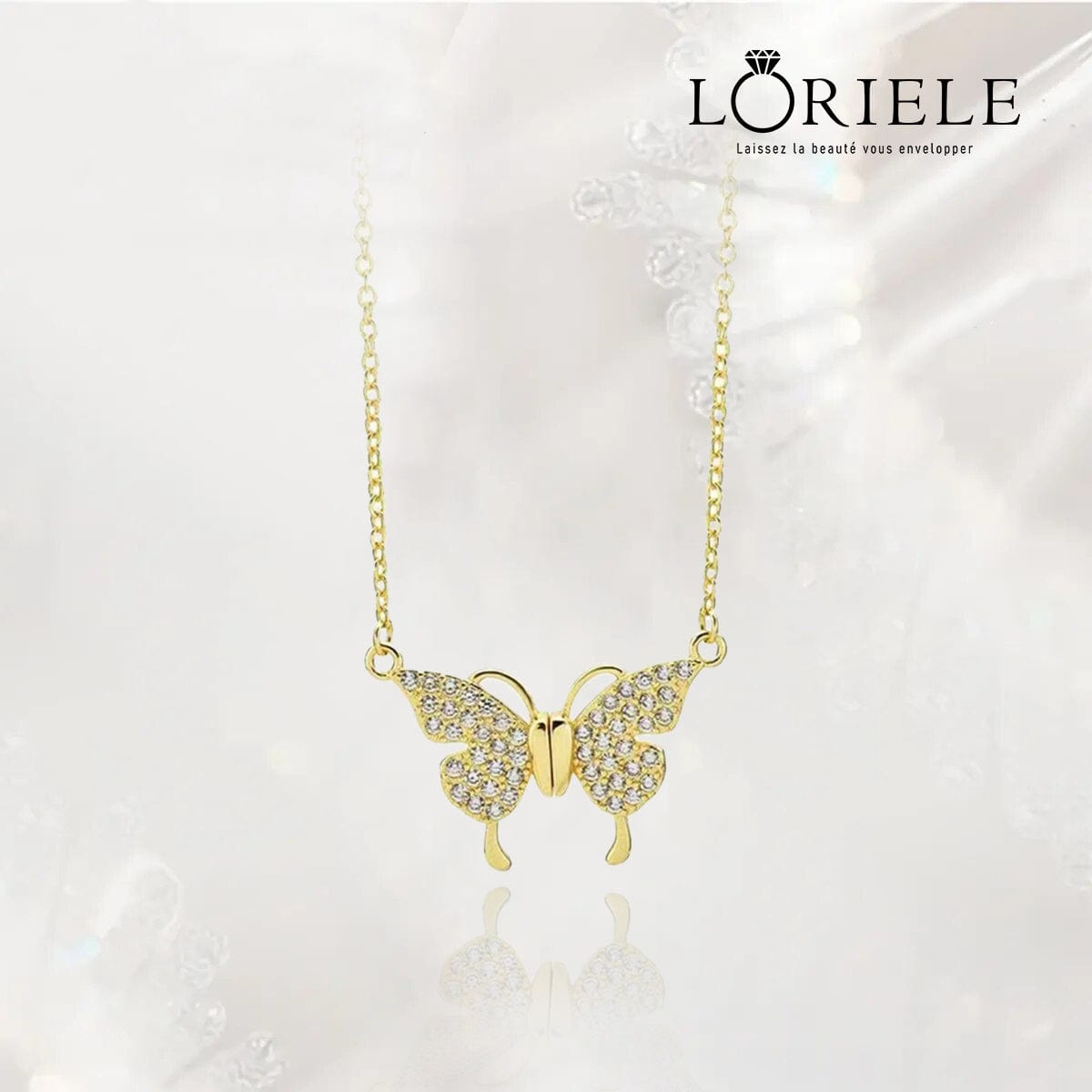 Collier Aile d'Or Aimanté serti de Zircon 💎 - Or 14K Loriele™