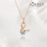 Collier Plume d’Or Rose Beafowl 18ct - Diamant Moissanite 1 Carats💎Loriele™