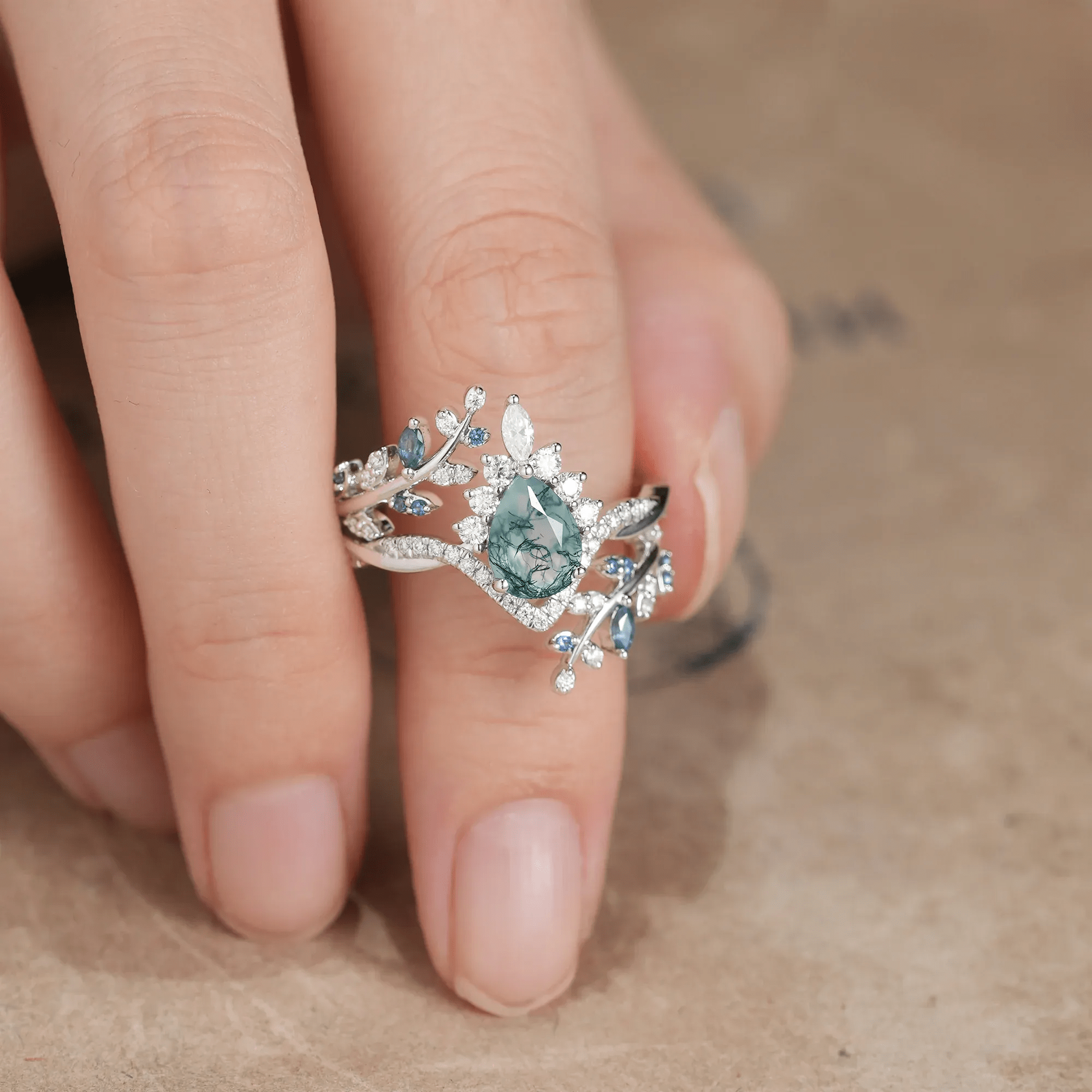 Bague Nymphes Esme foreste - Moissanite Jaspe 💎🌿