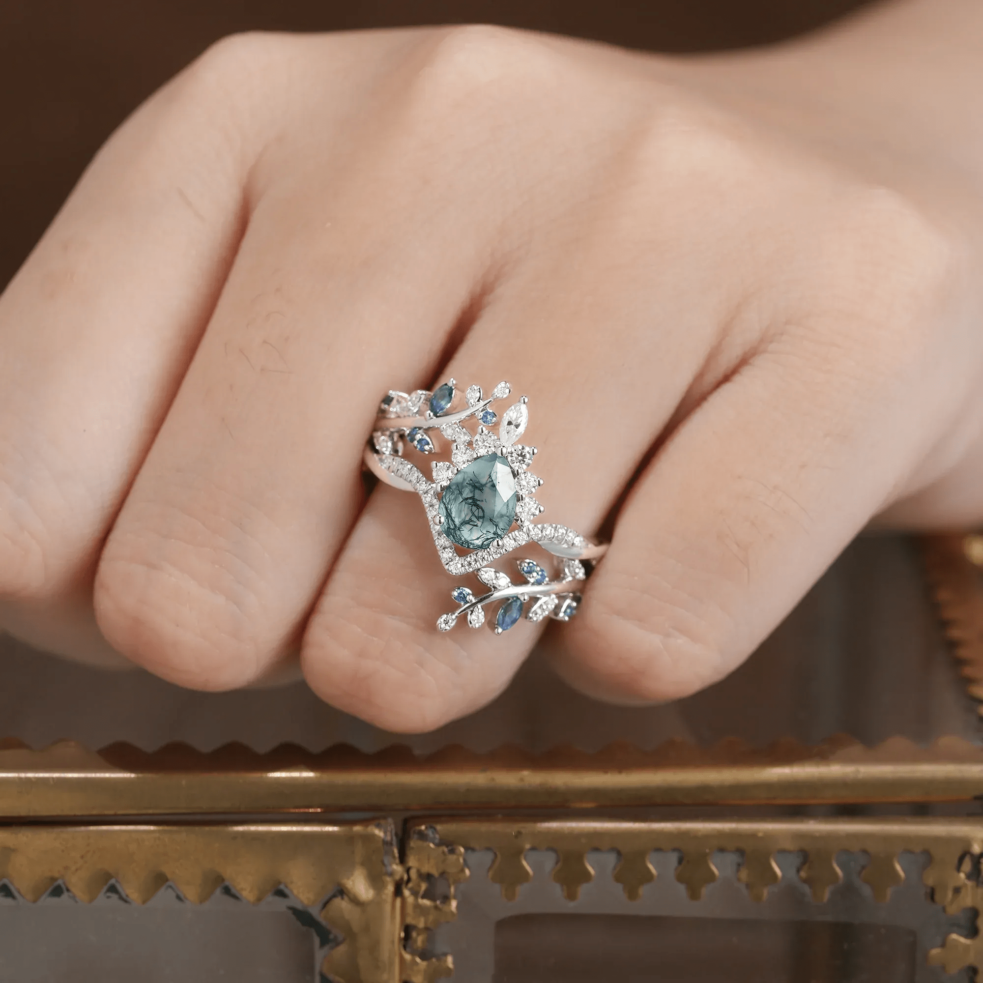 Bague Nymphes Esme foreste - Moissanite Jaspe 💎🌿