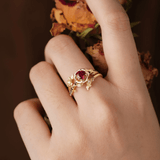 Bague Nymphes Rosalind - Moissanite Rubis 💎🌿