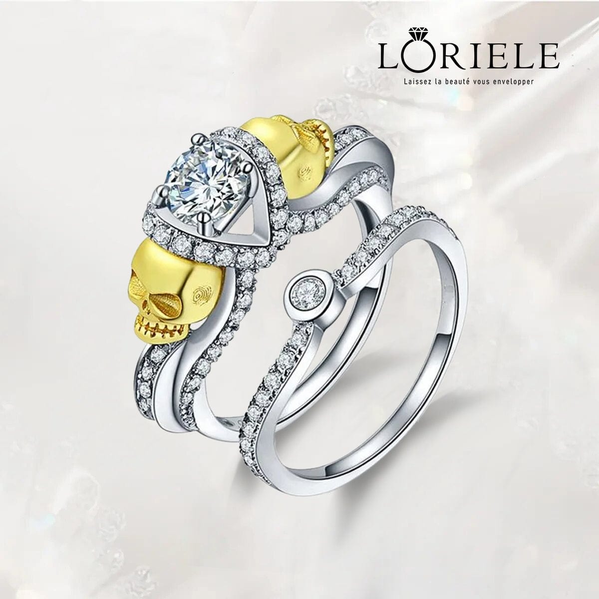 Ensembles de bagues Étreinte du Crâne Argent sterling 925 - Diamant Moissanite 1 Carat 💎