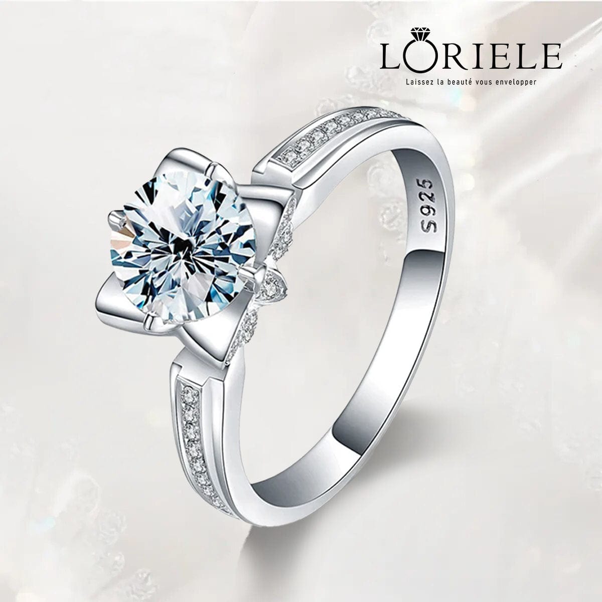 Bague Solitaire Fleur de lys ⚜️Argent Sterling 925 - Diamant Moissanite 1 Carat💎