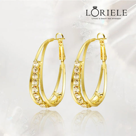 Boucles d'oreilles Créoles à Strass - Plaqué Or 18 Carats Loriele™ ✨