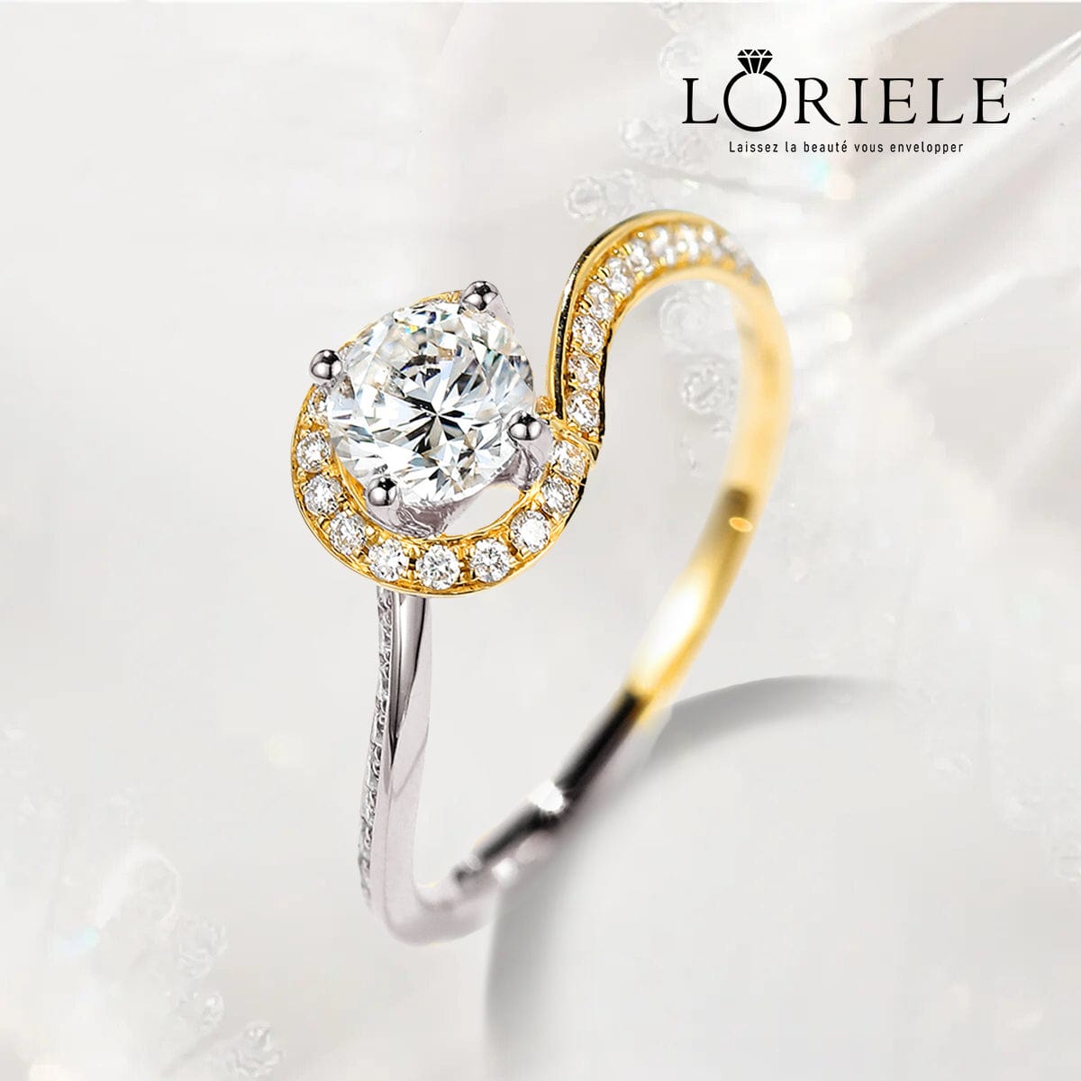 Bague Halo Symbiose Plaqué Or & Argent - Diamant Moissanite 1 Carat 💎