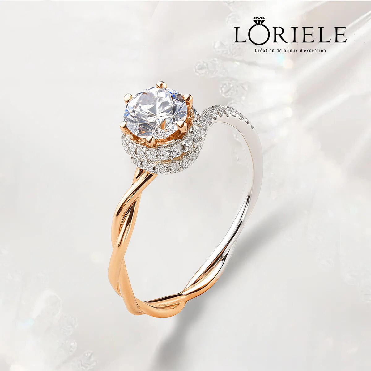 Bague Halo Symbiose Plaqué Or & Argent - Diamant Moissanite 1 Carat 💎