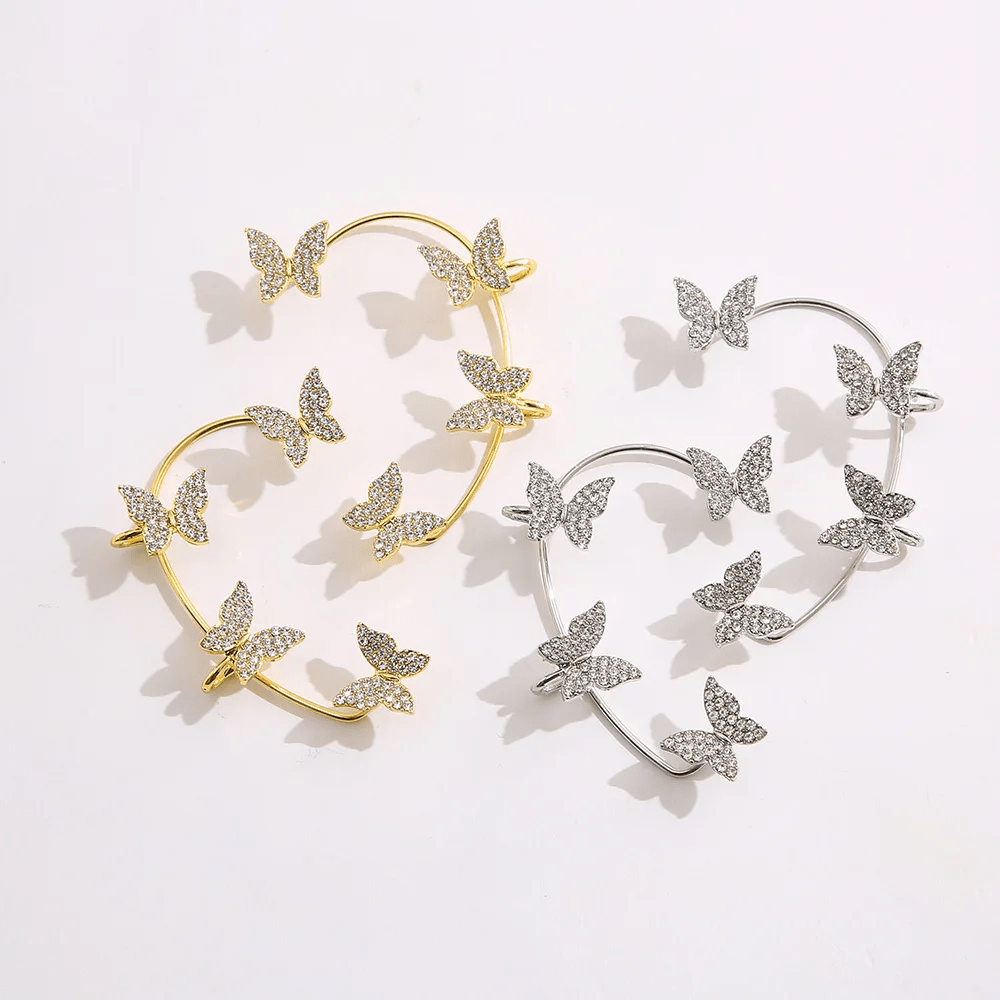 Clips d’oreilles Papillon Monarque 🦋 - Zircone Cubique 💎 x2