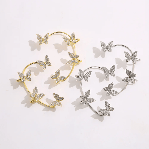 Clips d’oreilles Papillon Monarque 🦋 - Zircone Cubique 💎 x2