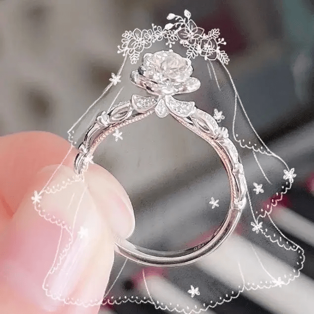 Bague Rose éclat Djamila en Argent Sterling 925 - Diamant Moissanite 1 Carat 💎
