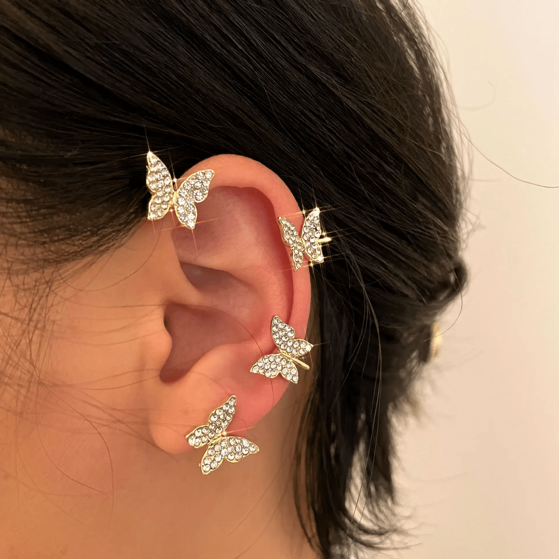 Clips d’oreilles Papillon Monarque 🦋 - Zircone Cubique 💎 x2