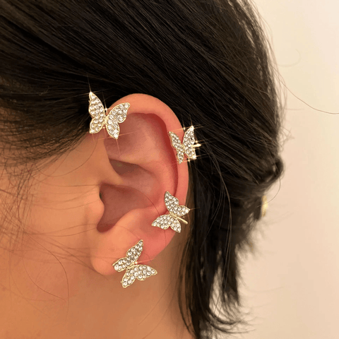 Clips d’oreilles Papillon Monarque 🦋 - Zircone Cubique 💎 x2