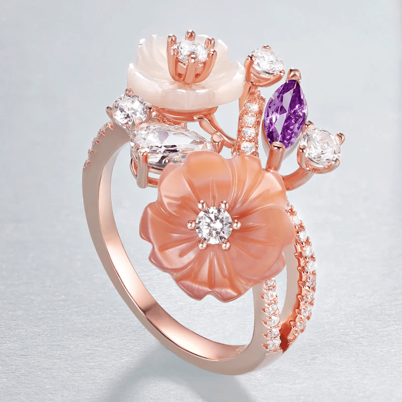 Bague Bouquet de Camélia - Diamant Moissanite 💎