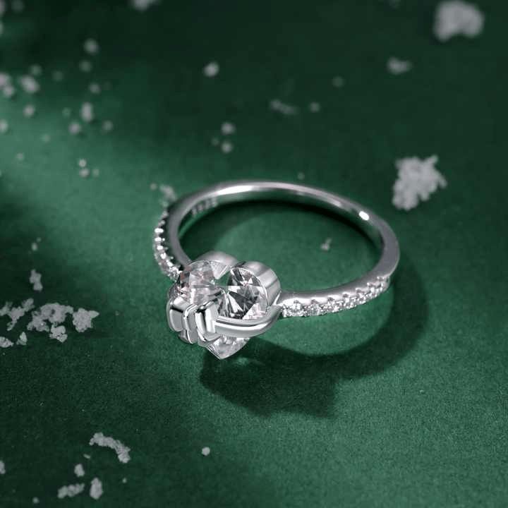Bague Ruban Cœur de Cristal - Diamant Moissanite 1 Carat 💎
