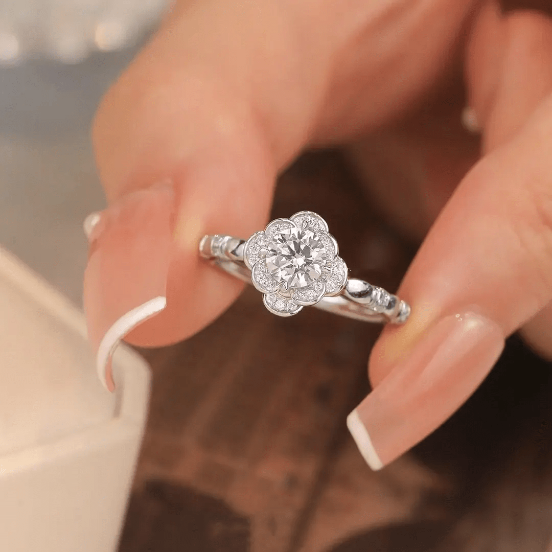 Bague Rose éclat Djamila en Argent Sterling 925 - Diamant Moissanite 1 Carat 💎
