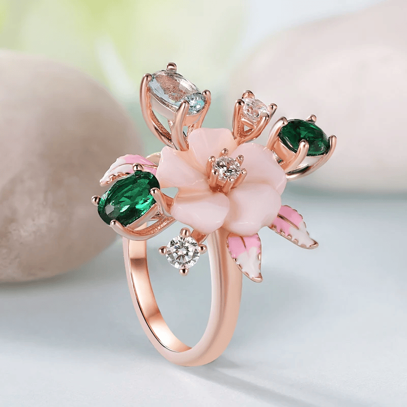Bague Lotus Azuré - Diamant Moissanite 💎