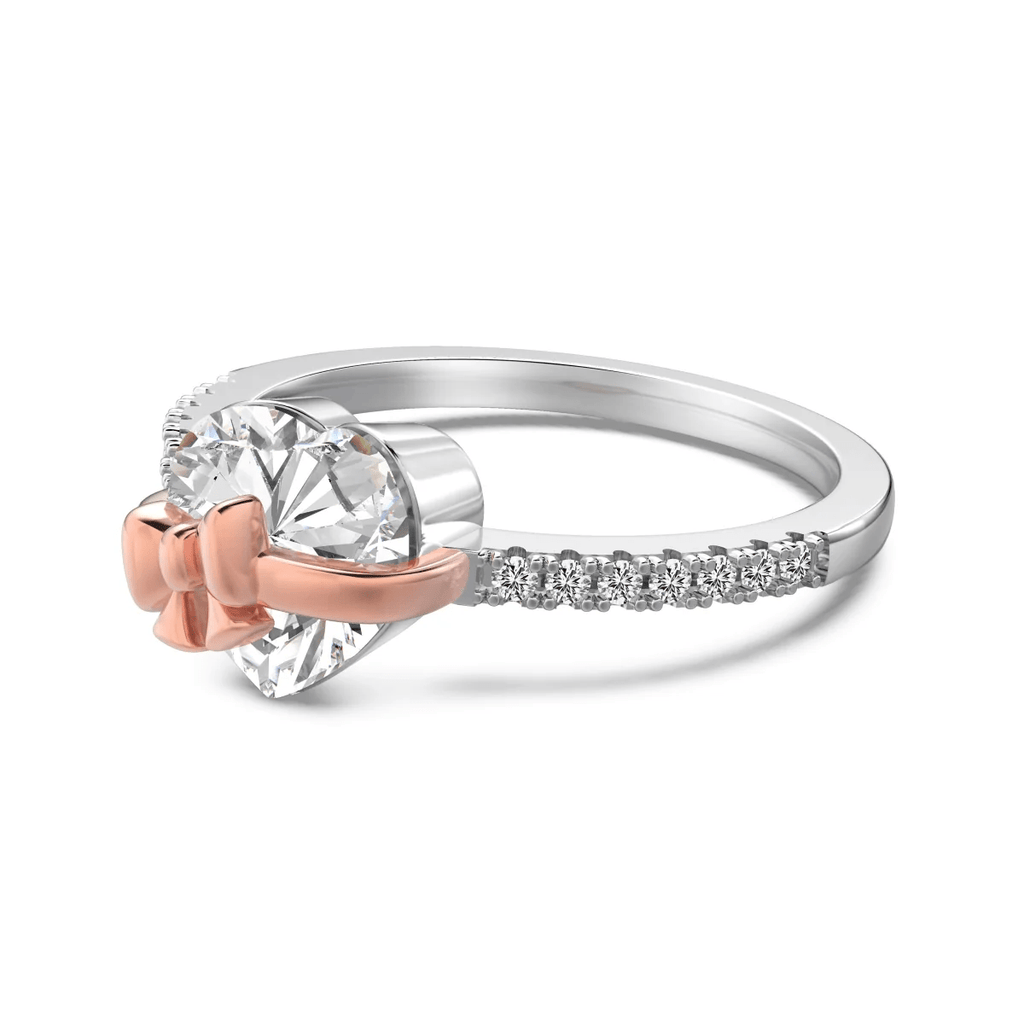 Bague Ruban Cœur de Cristal - Diamant Moissanite 1 Carat 💎