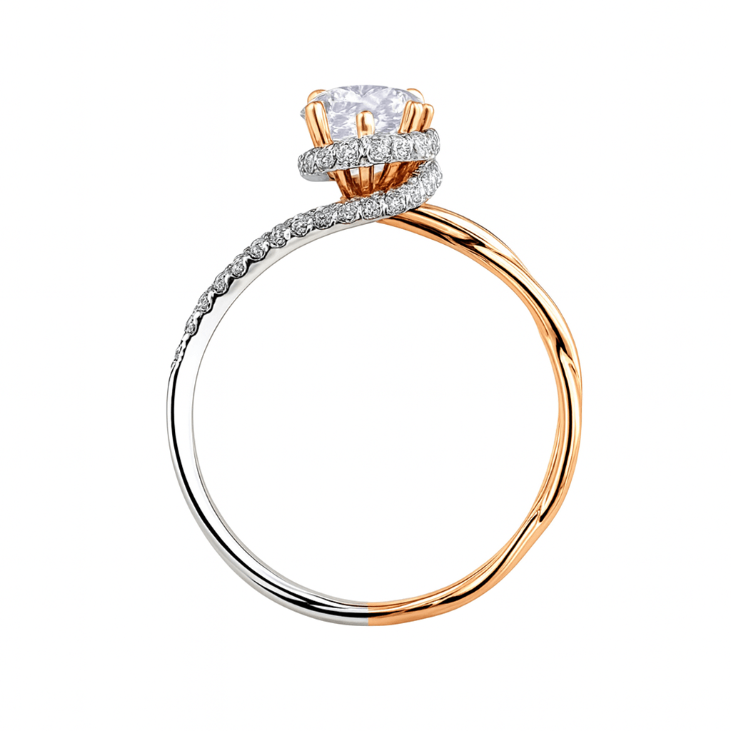 Bague Halo Symbiose Plaqué Or & Argent - Diamant Moissanite 1 Carat 💎