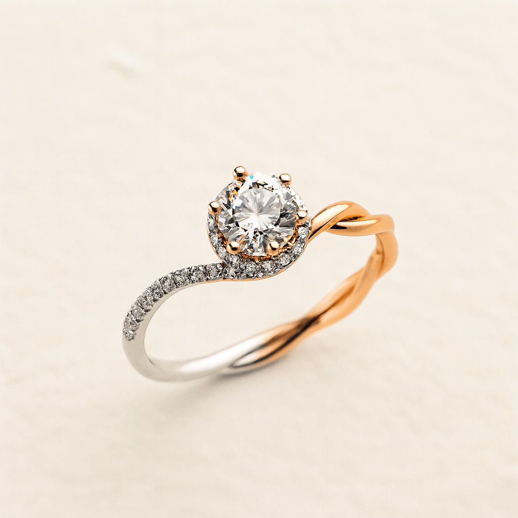 Bague Halo Symbiose Plaqué Or & Argent - Diamant Moissanite 1 Carat 💎