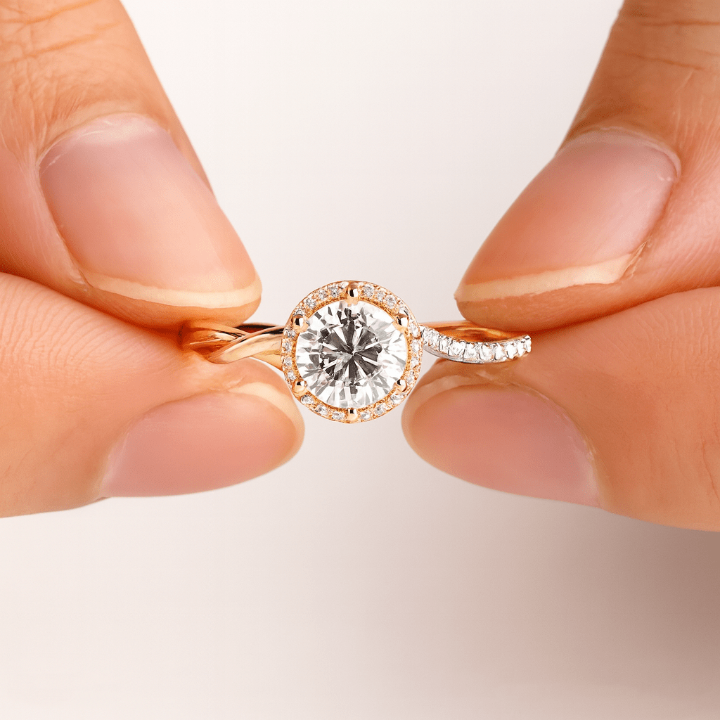 Bague Halo Symbiose Plaqué Or & Argent - Diamant Moissanite 1 Carat 💎