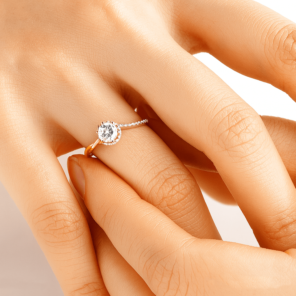 Bague Halo Symbiose Plaqué Or & Argent - Diamant Moissanite 1 Carat 💎