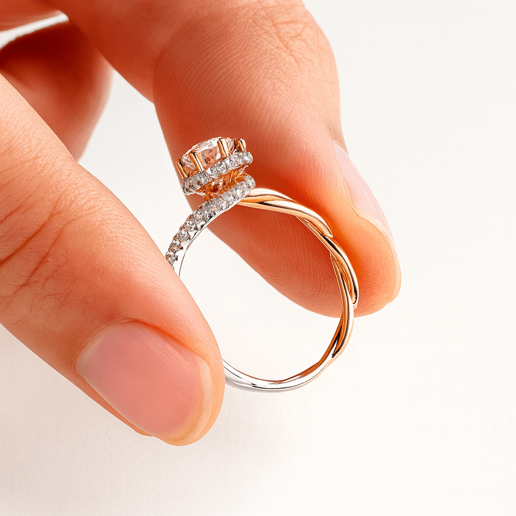 Bague Halo Symbiose Plaqué Or & Argent - Diamant Moissanite 1 Carat 💎