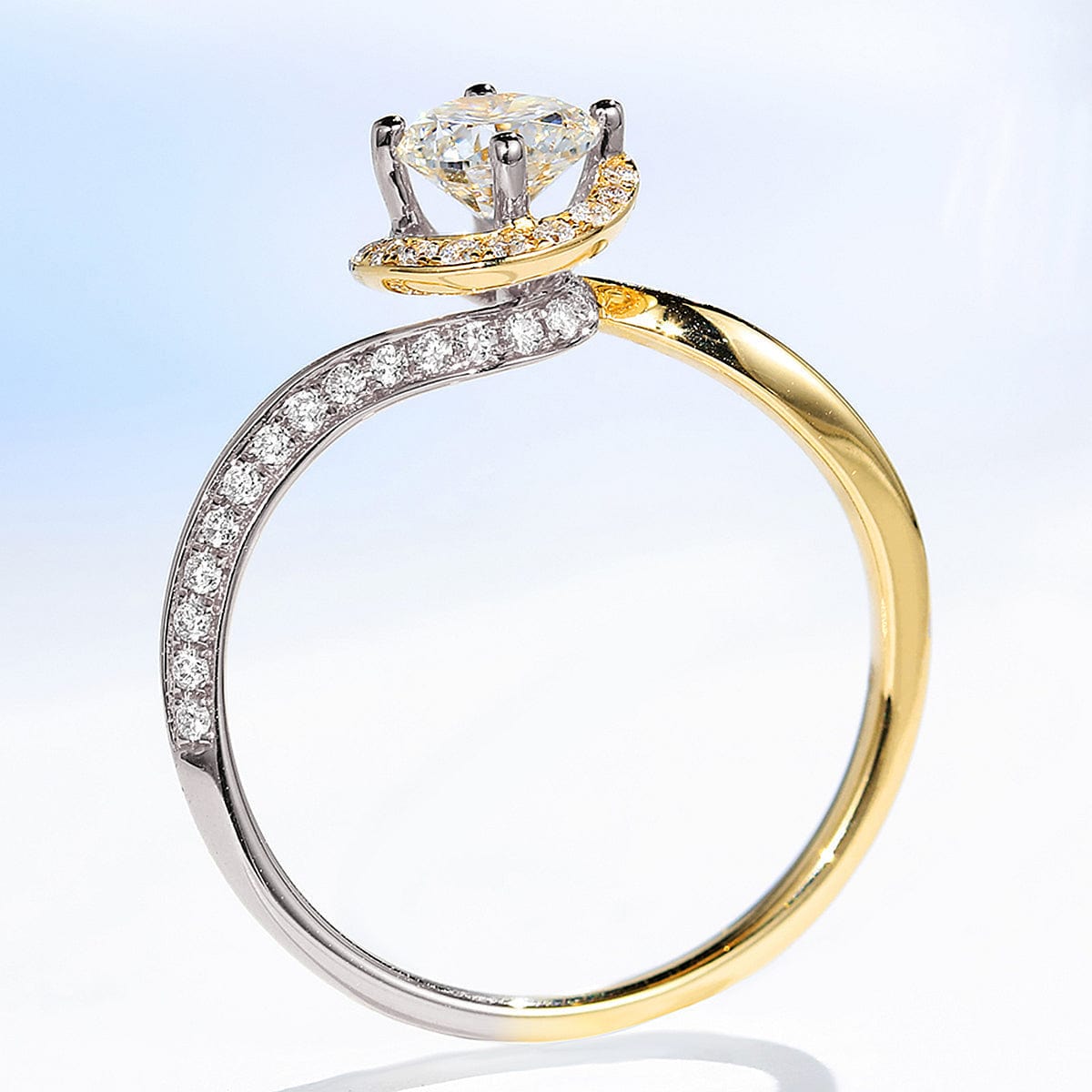Bague Halo Symbiose Plaqué Or & Argent - Diamant Moissanite 1 Carat 💎
