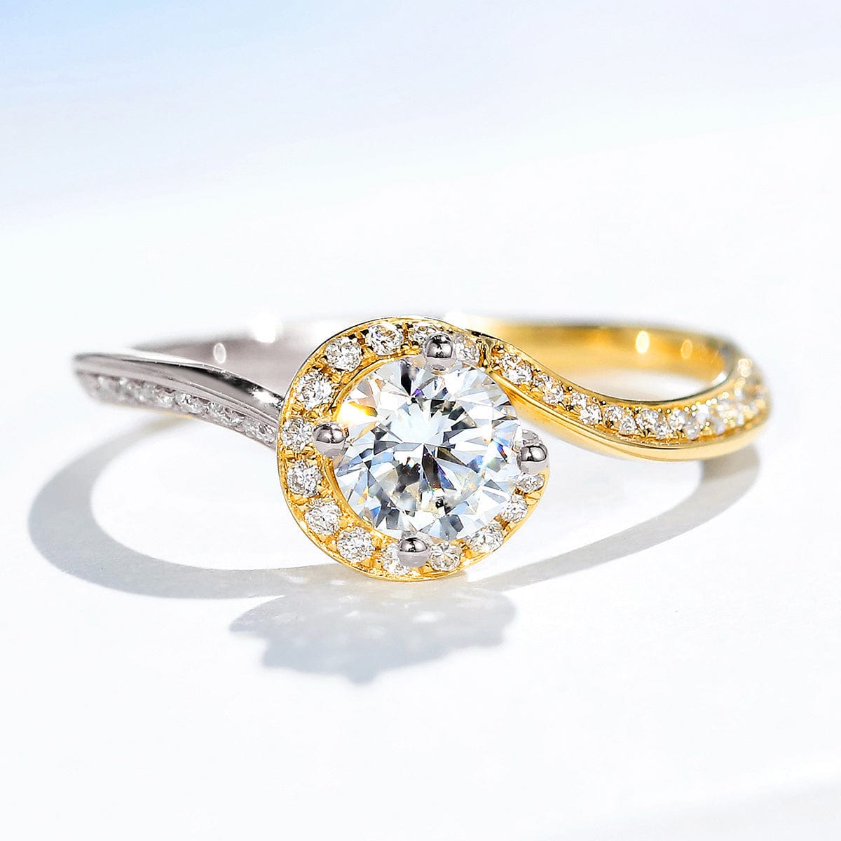 Bague Halo Symbiose Plaqué Or & Argent - Diamant Moissanite 1 Carat 💎