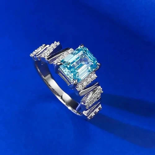 Bague Cocktail Crystal Blue Moissanite - Argent Sterling 925💎