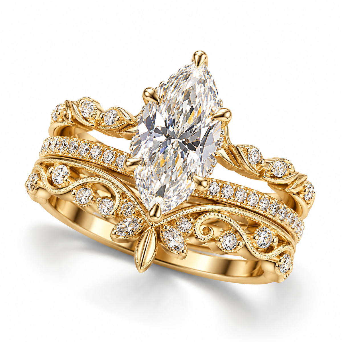 Ensemble de bagues Jasmine - Diamant Moissanite 💎
