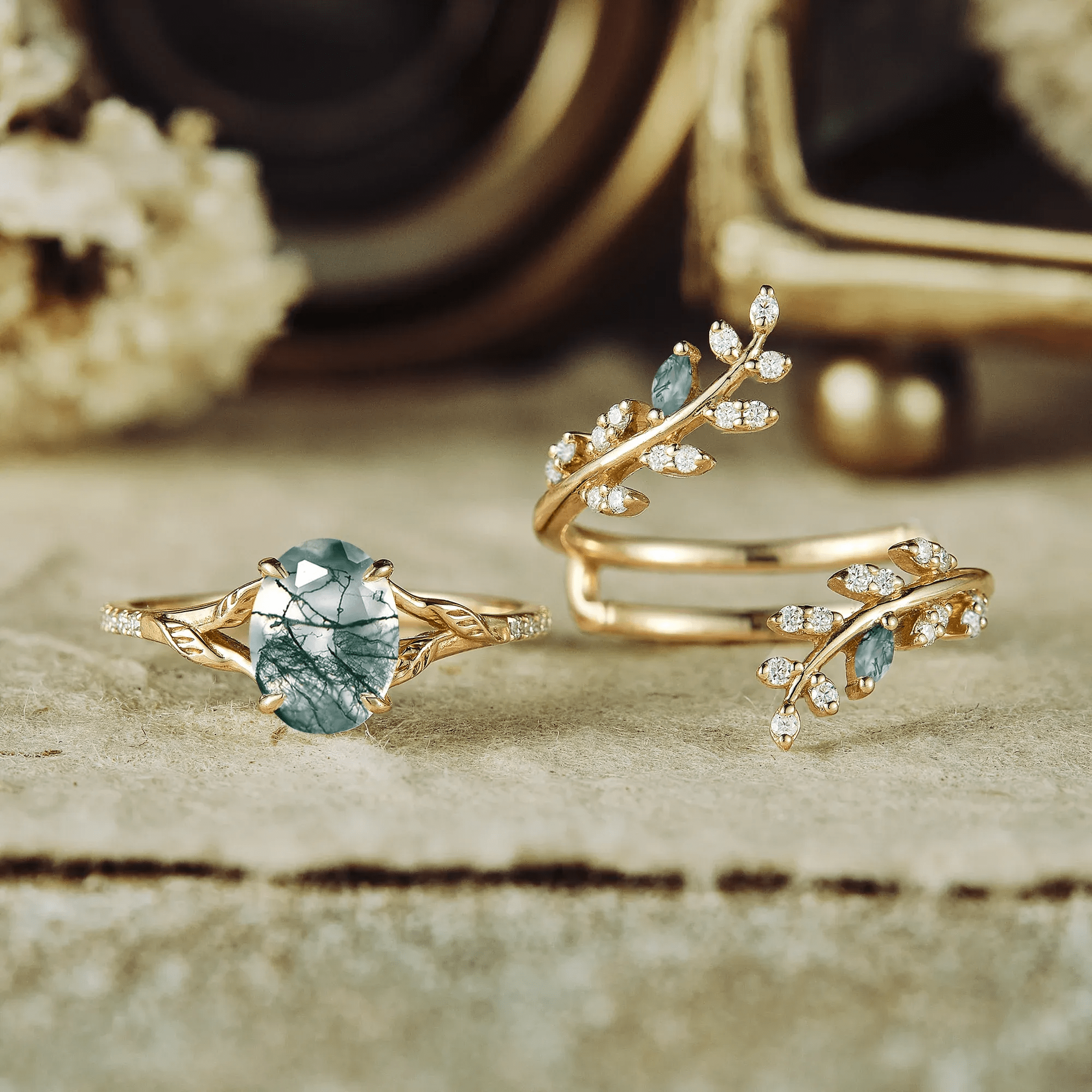 Bague Nymphes Aphrodite - Moissanite Jaspe 💎🌿
