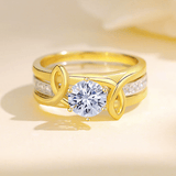 Ensembles de bagues Union Isis Plaqué Or & Argent Sterling 925 - Diamant Moissanite 1 Carat 💎