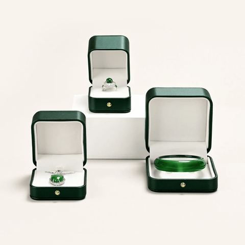 Écrin à Bijoux de Mariage en cuir Pur Vert - LORIELE™