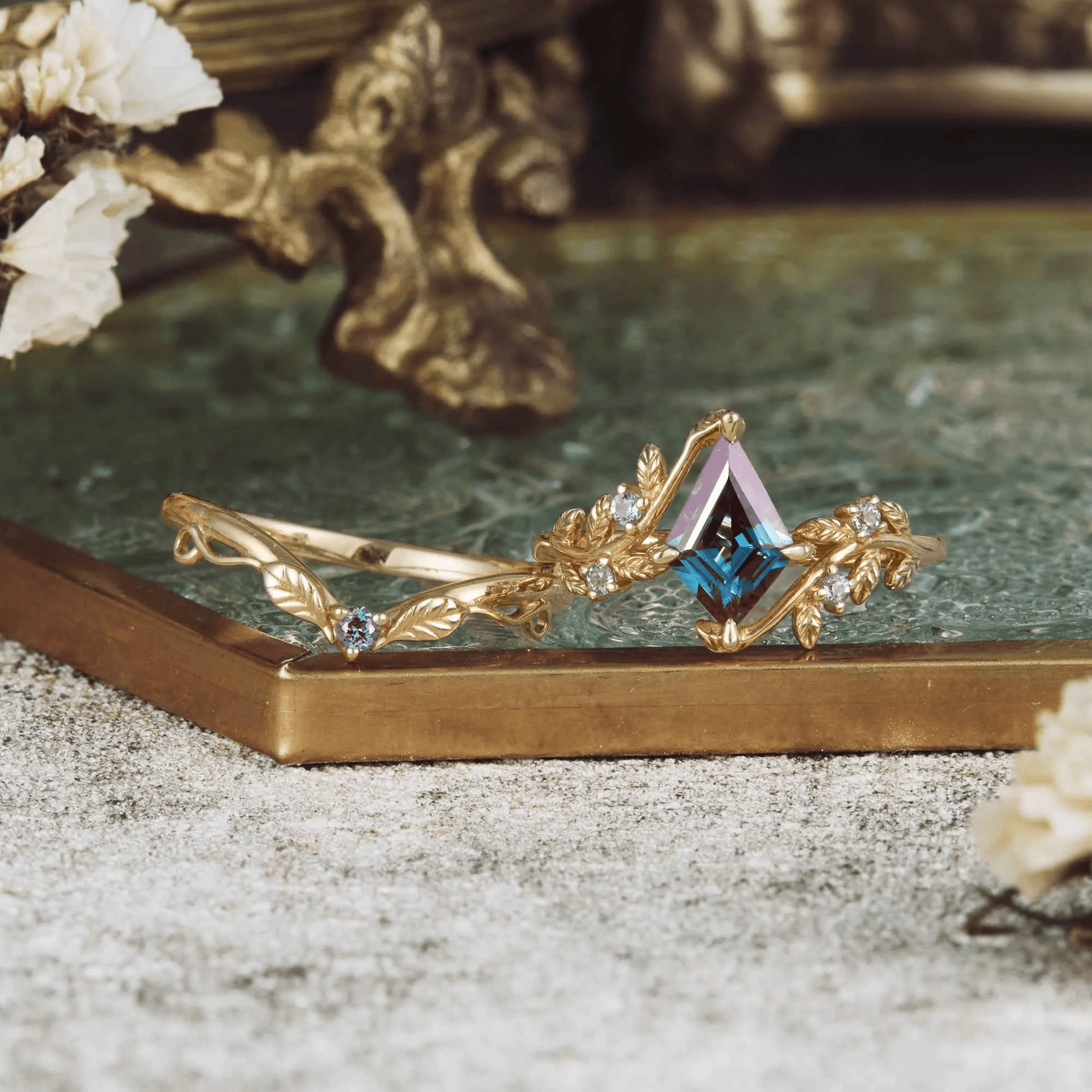 Bague Nymphes Flesch Shaped - Moissanite Bleu 1 carat 💎🌿