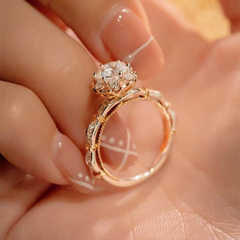 Sterling 925 Silber Dahlia -Ring mit 2 Karat -Diamanten 💎