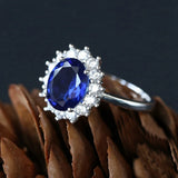 LORIELE™ - Bague entourage Lady Diana En Argent Sterling 925 - Diamant Moissanite Bleu 1 Carat 💎