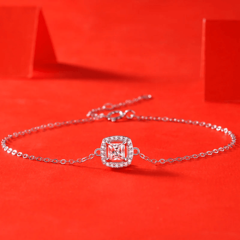 Bracelet Charme Central en Argent sterling 925 - Diamant Moissanite 1 Carat 💎