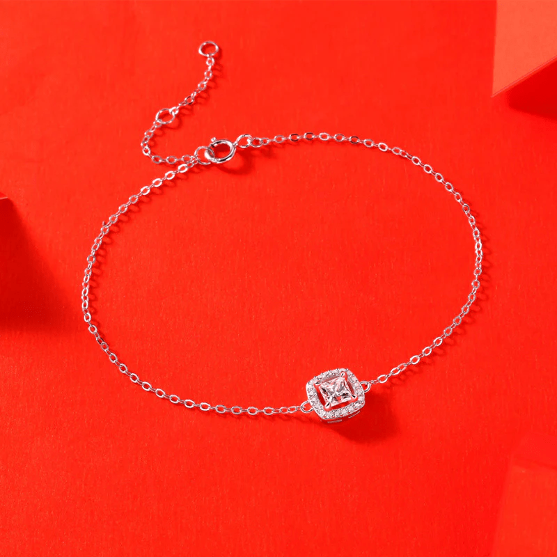 Bracelet Charme Central en Argent sterling 925 - Diamant Moissanite 1 Carat 💎