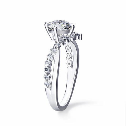 Bague Solitaire Lueur de perle En Argent Sterling 925 - Diamant Moissanite 1 Carat 💎