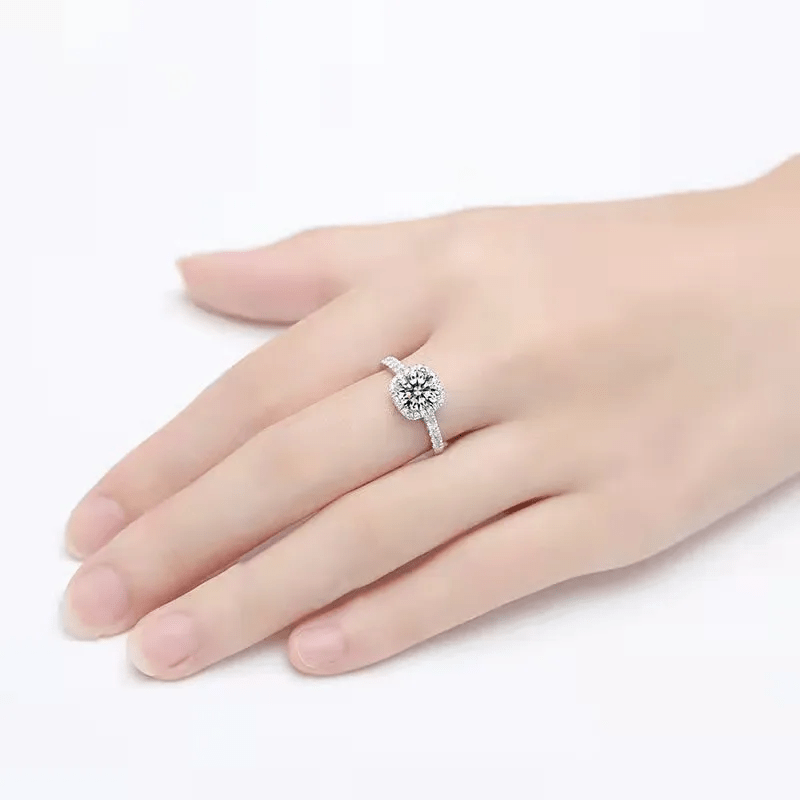Bague Halo Callista En Argent Sterling 925 - Diamant Moissanite 1 Carat 💎
