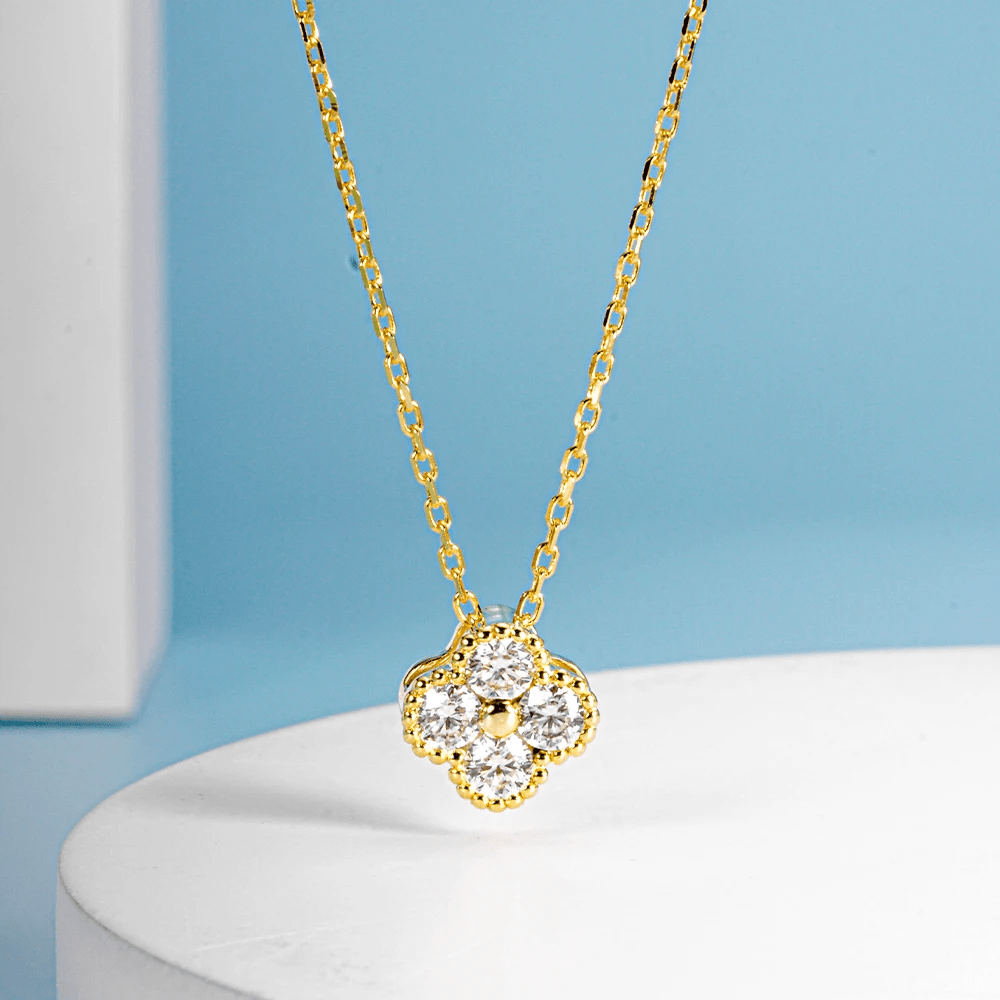 Collier Gold Clover Plaqué Or 18 carats - Diamant Moissanite 1 Carats💎Loriele™