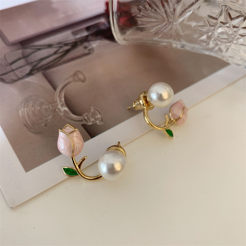 Boucles d'oreilles Fleur de Tulipe Plaqué Or 18 Carats - Loriele™