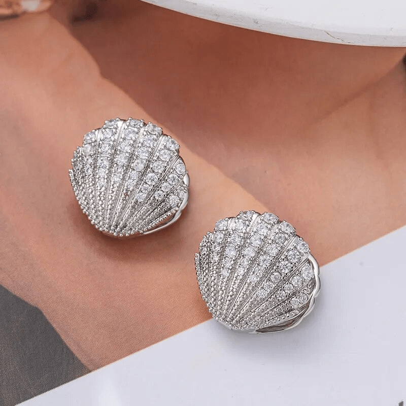 Boucles d'Oreilles Coquillage Marin Plaqué Or 18 Carats🐚