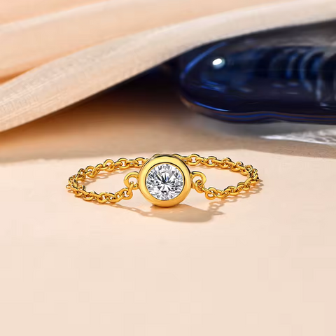 Iris Liberté-ring - 18-karaats vergulde ketting, 1 karaat moissanietdiamant 💎