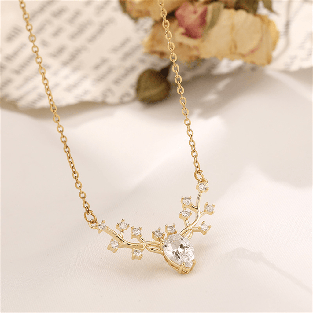 Pendentif Cerf Blanc en Diamant lazuli 💎 - Or 14K Loriele™