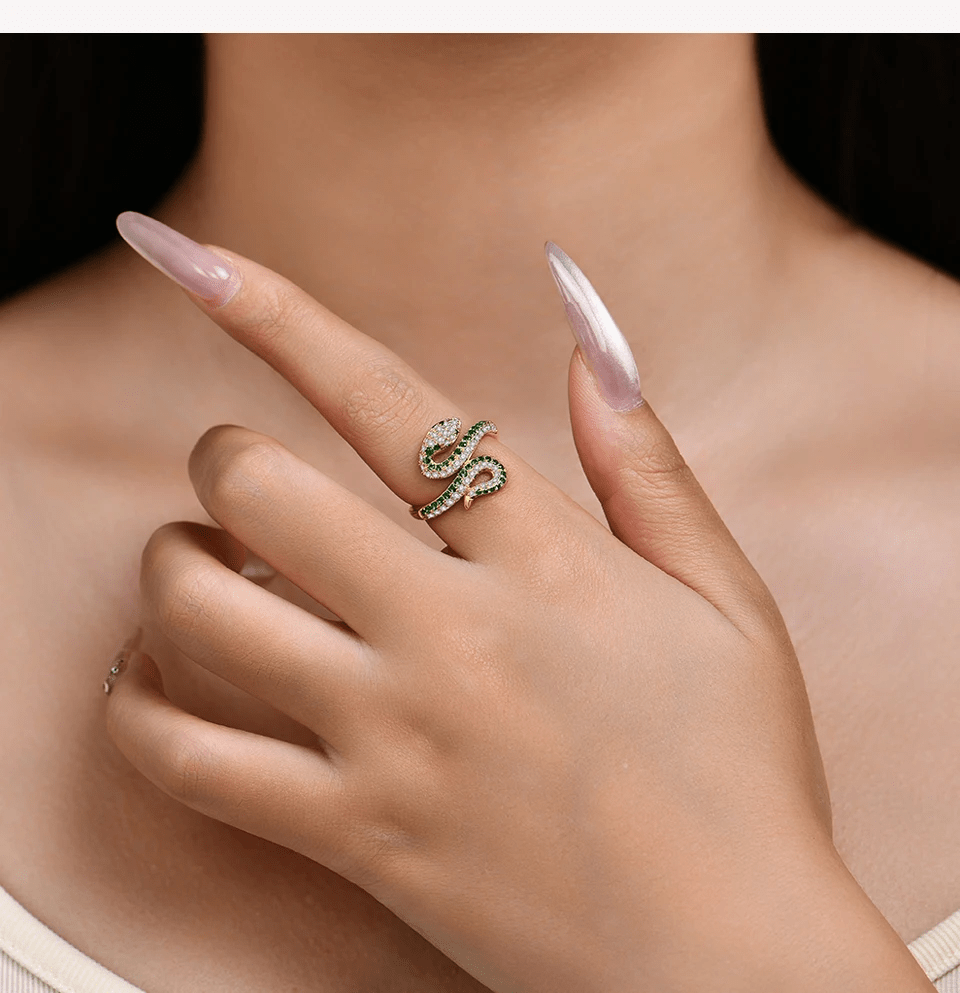 Bague Méduse Émeraude - Acier inoxydable Serti de Moissanites 0.5 carta 💎