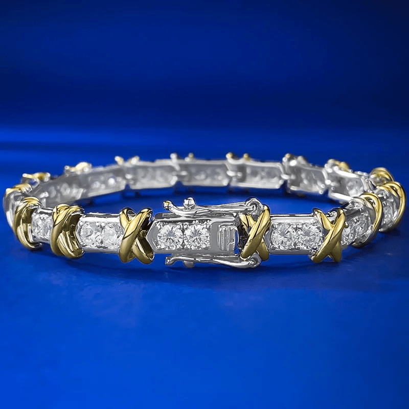 Bracelet Cross d'éternité En Argent Sterling 925 - Diamant Moissanite 1 Carat 💎
