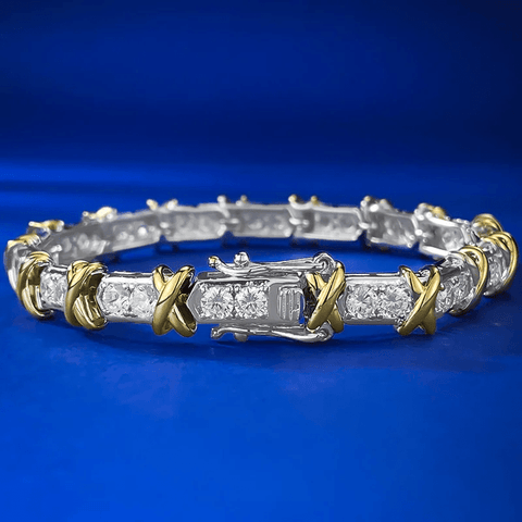 Bracelet Cross d'éternité En Argent Sterling 925 - Diamant Moissanite 1 Carat 💎